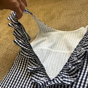 Zara Checkered Navy and White Mini Dress – Size XS, Navy/White